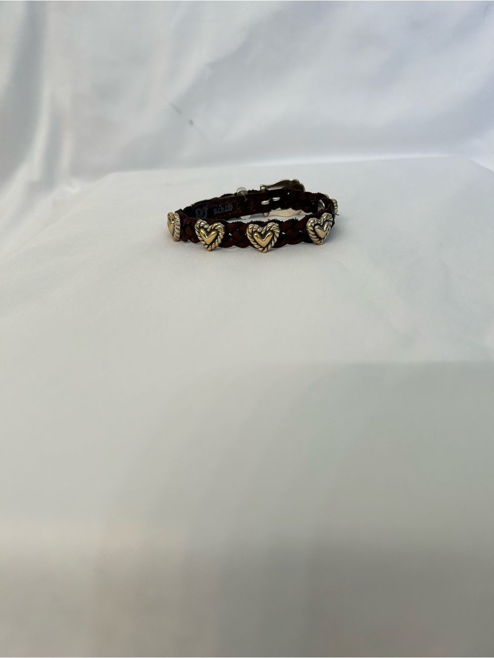 Brighton Brown Braided Bracelet with Silver Heart Charms